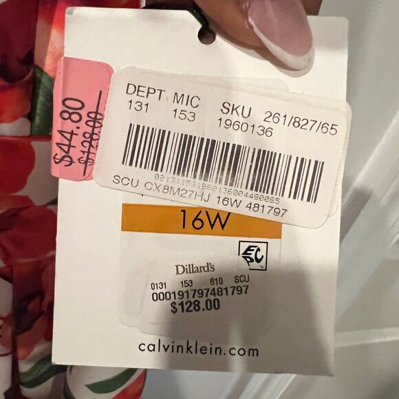 NWT Calvin Klein 16W 1X Floral-Print A-Line Dress - Picture 7 of 7